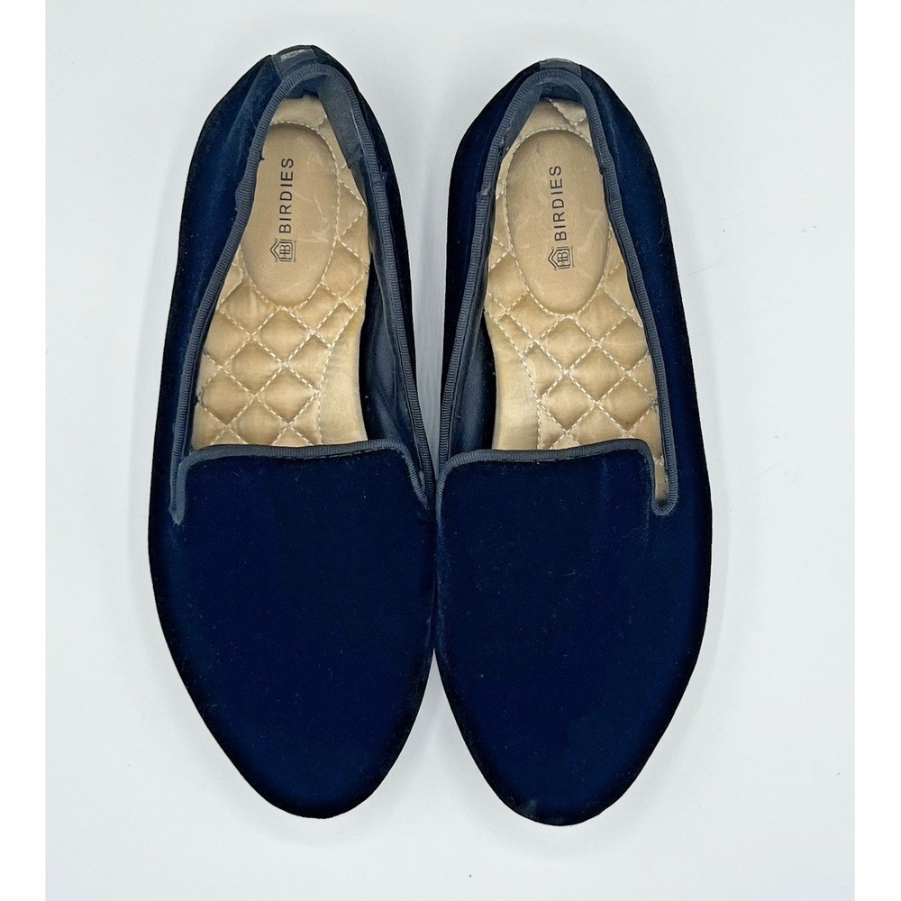 Birdies Smoking Slipper - The Starling Flats in Black Velvet Size 7